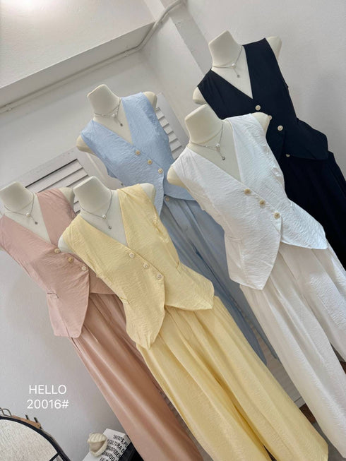 Asymmetrical Button Down Vest With Skirts Sets